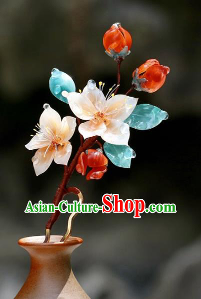 China Traditional Ming Dynasty Hairpin Classical Hair Accessories Hanfu Peach Blossom Hair Stick