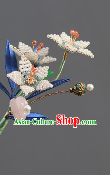 China Traditional Qing Dynasty Court Hairpin Classical Lily Flowers Hair Stick Hair Accessories
