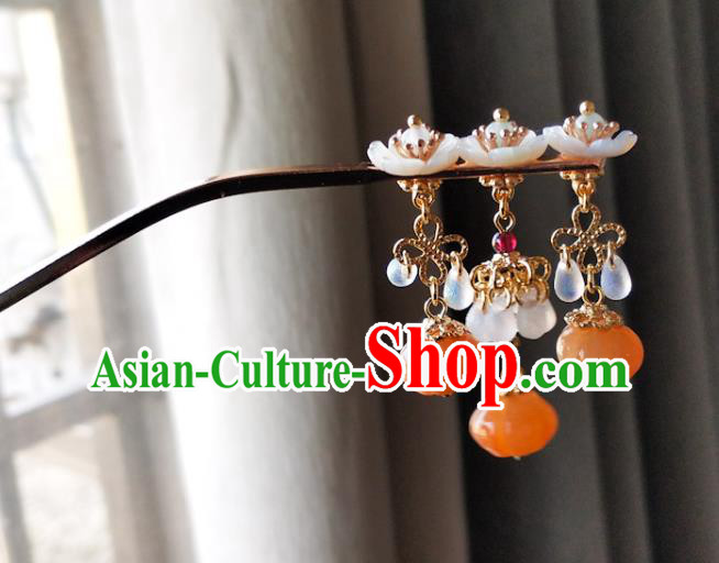 China Ancient Princess Hairpin Traditional Ming Dynasty Shell Plum Blossom Hair Stick