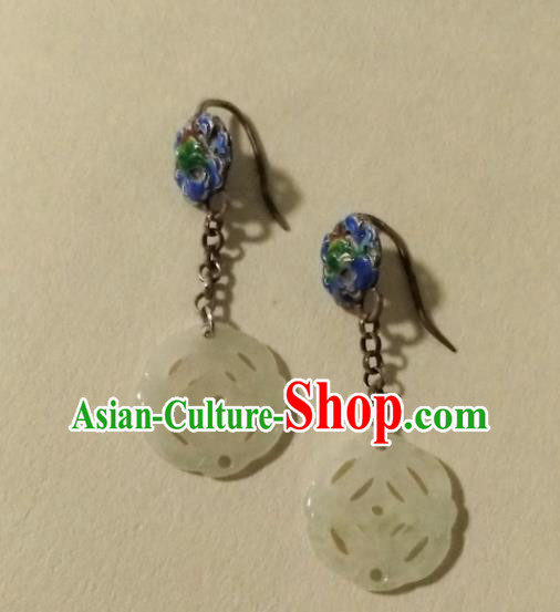 Chinese Traditional Hetian Jade Ear Accessories Handmade Classical Cheongsam Blueing Earrings