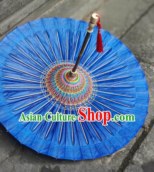 China Classical Royalblue Umbrella Traditional Dance Oil Paper Umbrella Handmade Umbrellas Craft
