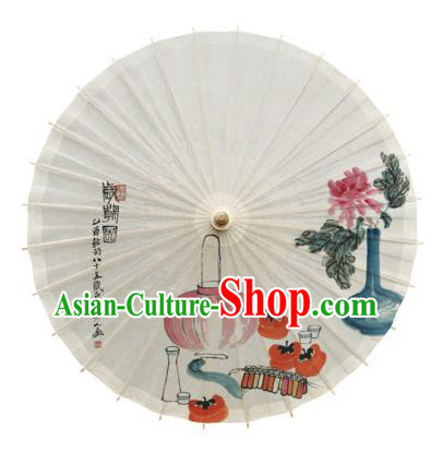 China Handmade Cheongsam Dance Oil Paper Umbrella Traditional Ink Painting Chrysanthemum Lantern Umbrella