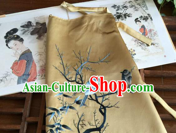 China Handmade Embroidered Bird Ginger Silk Bellyband Traditional Stomachers Undergarment Corset