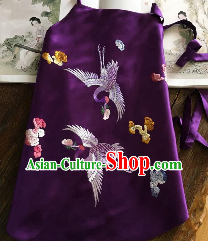 China Handmade Embroidered Cranes Purple Silk Bellyband Traditional Stomachers Undergarment Sexy Corset