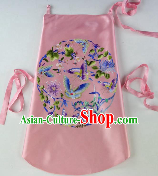 China Handmade Embroidered Orchids Butterfly Pink Silk Bellyband Traditional Stomachers Wedding Undergarment Women Sexy Corset