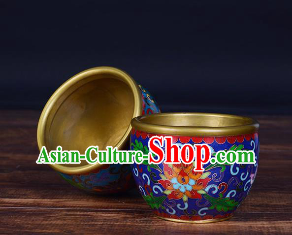 China Handmade Enamel Brass Cup Traditional Cloisonne Ornament Brush Washer