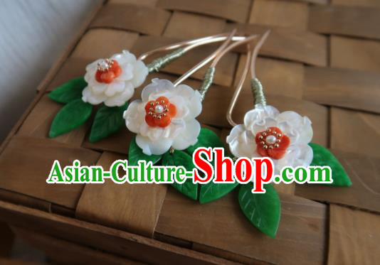 China Handmade Hanfu Flower Hairpin Traditional Ancient Princess Shell Plum Blossom Hair Stick