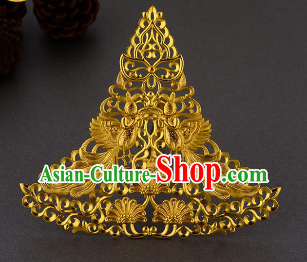 China Ancient Empress Hair Accessories Handmade Traditional Tang Dynasty Queen Golden Hair Crown