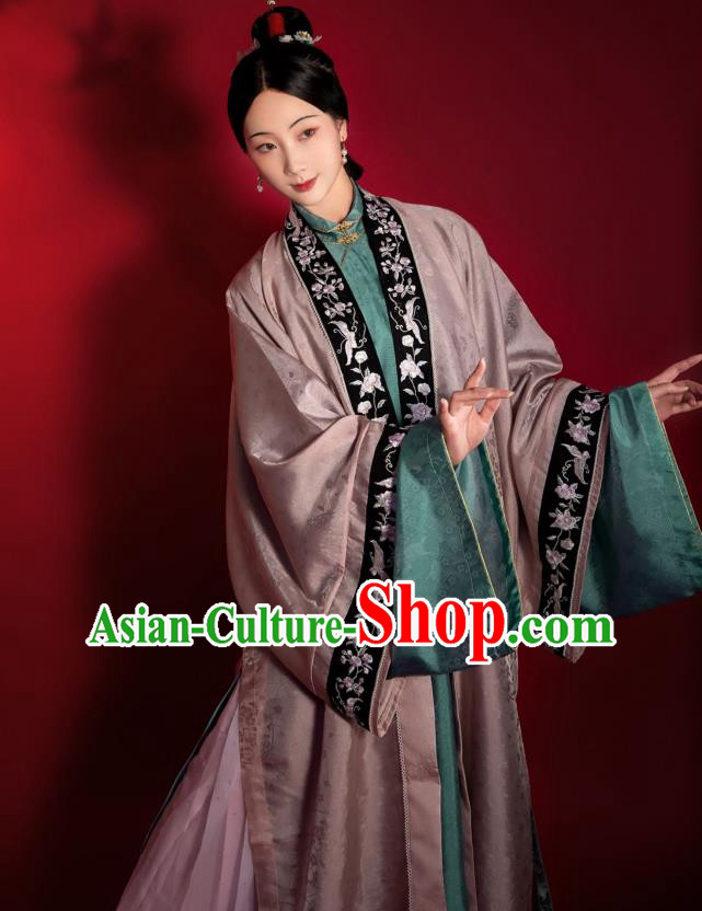 China Ancient Patrician Female Clothing Traditional Hanfu Apparels Song Dynasty Noble Woman Historical Costumes