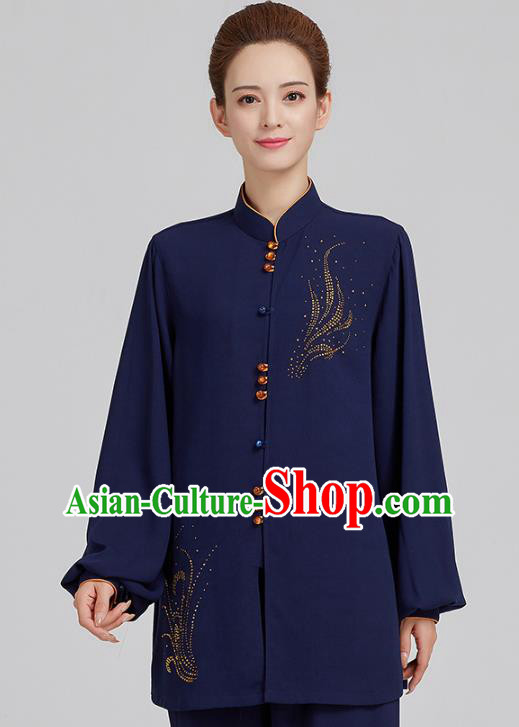 China Kung Fu Costume Tai Chi Exercise Clothing Martial Arts Navy Uniforms