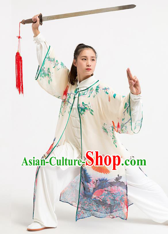 China Tai Chi Stage Show Cape Traditional Kung Fu Training Printing Cloak