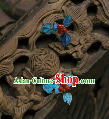 Handmade Chinese Red Berry Ear Accessories Traditional Culture Jewelry Cheongsam Earrings