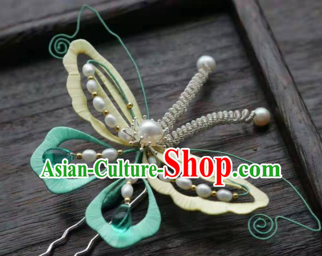 China Traditional Hair Accessories Handmade Ancient Princess Pearls Hair Stick Song Dynasty Butterfly Hairpin
