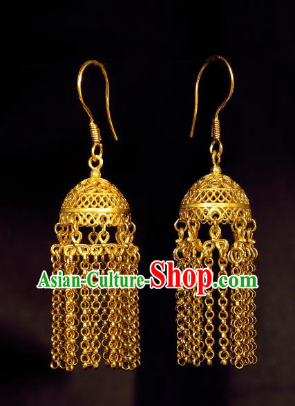 Chinese Traditional Hanfu Golden Tassel Earrings Jewelry Ancient Bride Ear Accessories
