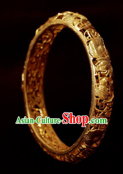Handmade Chinese Wedding Bracelet Accessories Traditional Ancient Bride Golden Bangle Jewelry