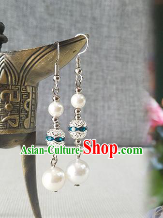 Chinese Classical Qing Dynasty Palace Lady Ear Accessories Ancient Imperial Consort Zhen Huan Argent Earrings
