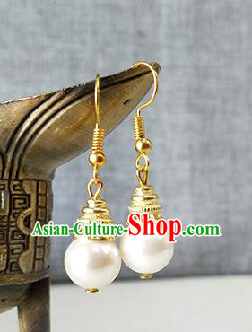 Chinese Ming Dynasty Empress Pearls Ear Accessories Ancient Queen Hu Shanxiang Earrings