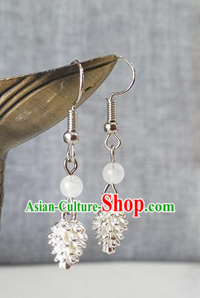 Chinese Ming Dynasty Swordswoman Ear Accessories Ancient Young Lady Argent Earrings