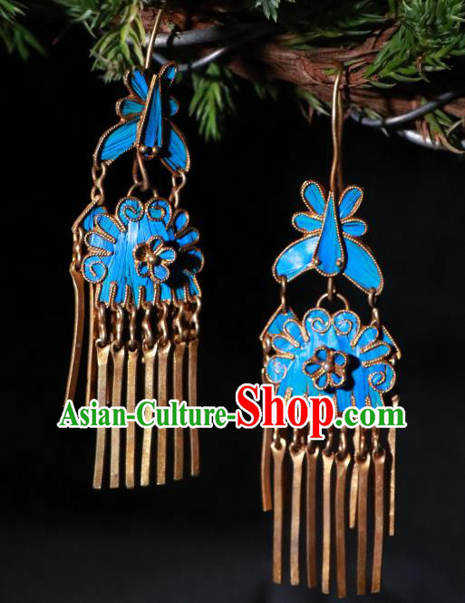 Chinese Ancient Manchu Queen Ear Accessories Classical Qing Dynasty Court Woman Earrings Jewelry