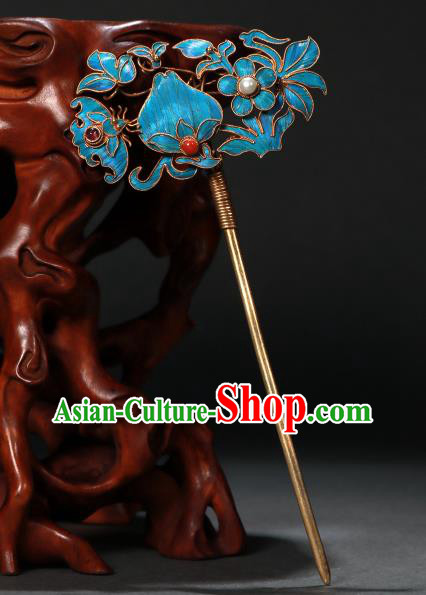China Ancient Qing Dynasty Hairpin Empress Cloisonne Hair Stick Handmade Hair Accessories