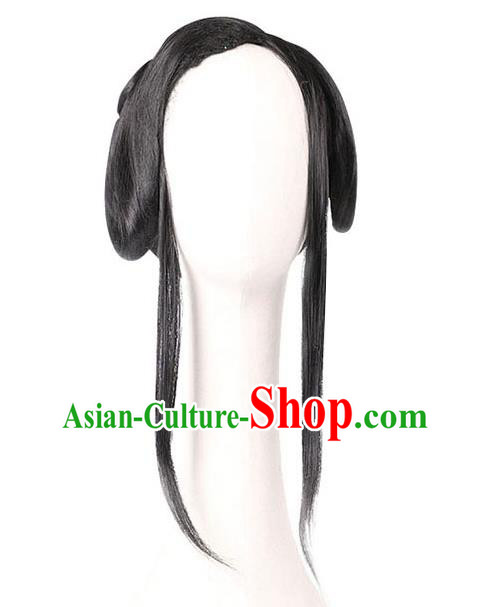 Handmade Chinese Ancient Court Beauty Wig Sheath Headwear Traditional Three Kingdoms Period Diao Chan Wigs Chignon