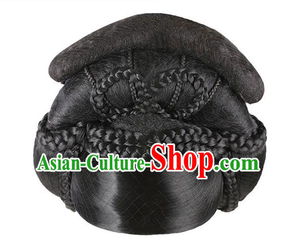 Handmade Chinese Ancient Consort Yang Wig Sheath Traditional Tang Dynasty Court Beauty Wigs Chignon Headpiece