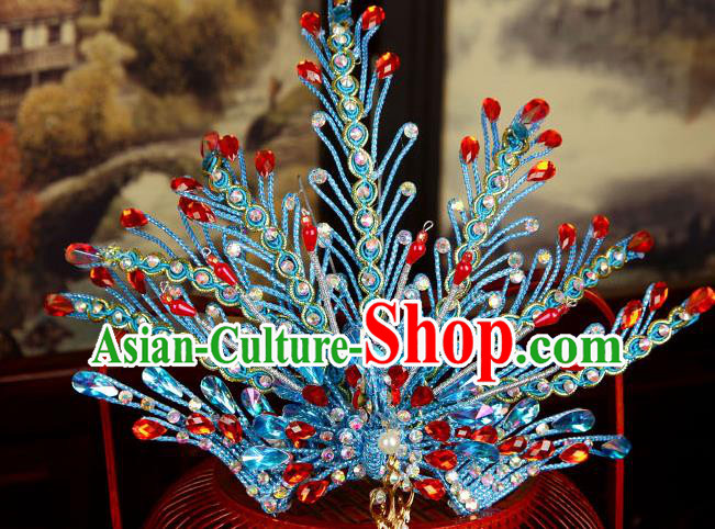 China Traditional Beijing Opera Hair Crown Ancient Queen Hair Jewelry Tassel Phoenix Hairpin