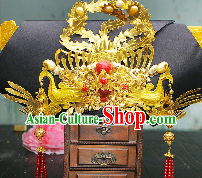 China Traditional Qing Dynasty Manchu Queen Hat Ancient Imperial Empress Great Wing Headwear