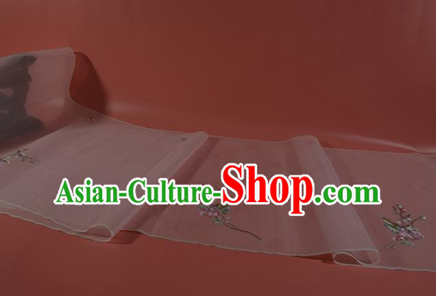 Chinese Traditional Hanfu Light Pink Silk Fabric Classical Embroidered Begonia Silk Material