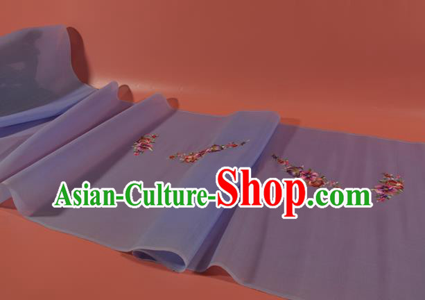 Chinese Classical Violet Silk Fabric Traditional Hanfu Embroidered Camellia Silk Material