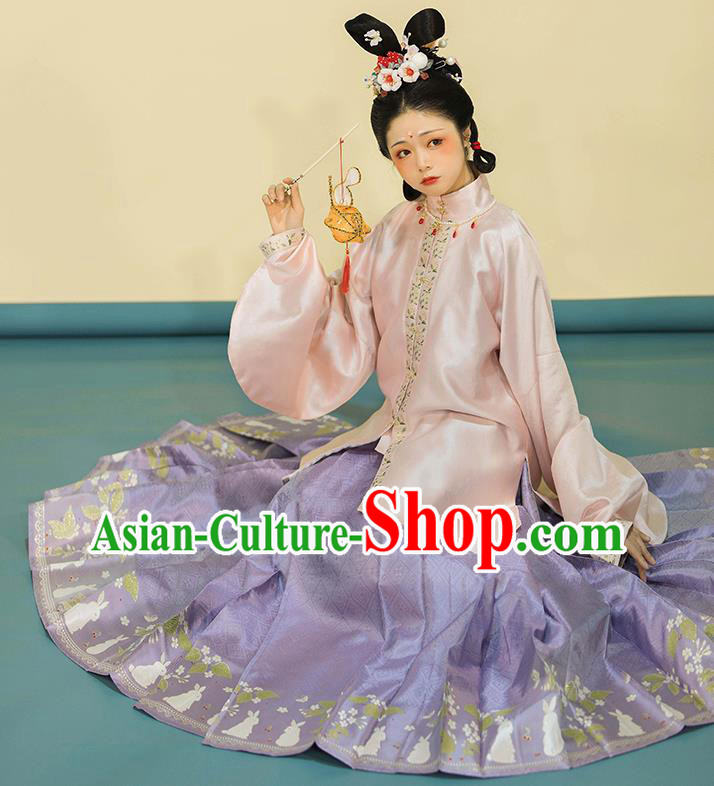 China Traditional Ming Dynasty Hanfu Dress Clothing Ancient Young Beauty Historical Costume