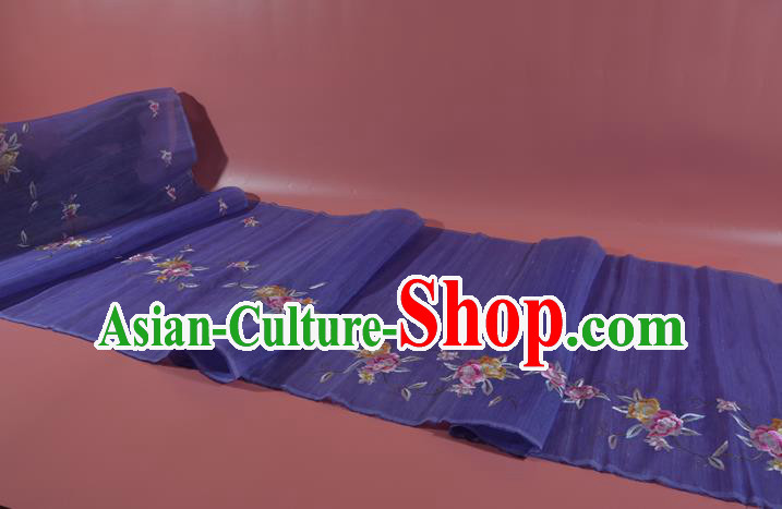Traditional Korean Hanbok Dress Silk Fabric Handmade Embroidered Flowers Purple Silk Cloth