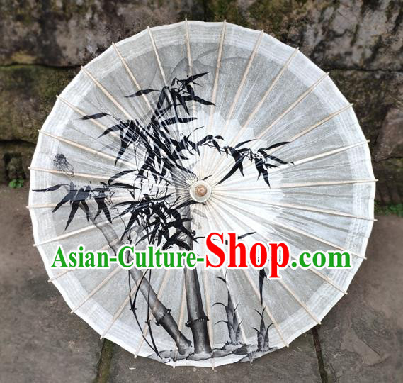 Traditional China White Oil Paper Umbrella Handmade Umbrellas Artware Ink Painting Bamboo Umbrella