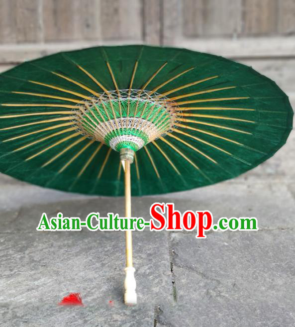 Traditional China Green Oil Paper Umbrella Handmade Umbrellas Artware Dance Umbrella Bumbershoot