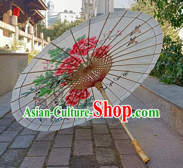 Traditional China Hand Painting Peony Oil Paper Umbrella Stage Show Umbrella Classical Umbrellas Artware