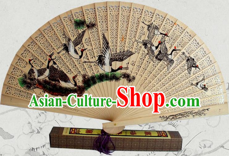 Handmade China Traditional Folding Fan Incienso Fan Ink Painting Cranes Accordion
