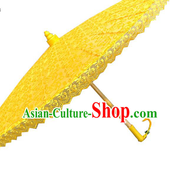 Chinese Classical Dance Umbrella Yellow Lace Umbrellas Traditional Hanfu Umbrella Wedding Umbrella