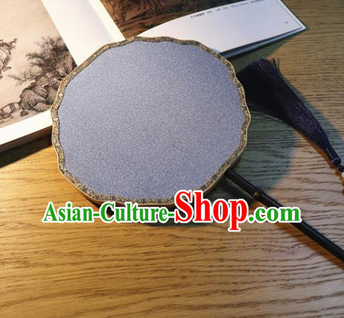 Handmade China Traditional Court Fan Classical Dance Violet Silk Fan Ancient Princess Palace Fan