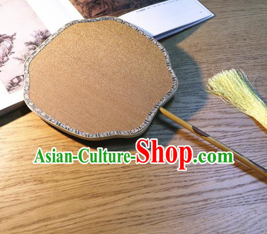 Handmade China Traditional Song Dynasty Court Fan Ancient Princess Ginger Silk Fan Classical Palace Fan