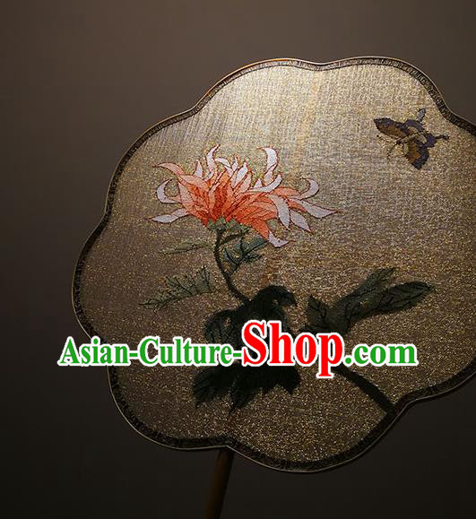 China Classical Chrysanthemum Pattern Palace Fan Handmade Silk Fans Traditional Song Dynasty Hanfu Fan