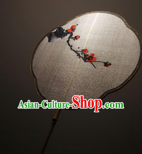 China Classical Plum Blossom Pattern Palace Fan Traditional Song Dynasty Hanfu Fan Handmade Silk Fans