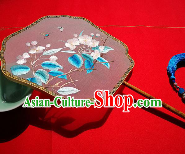 China Traditional Double Sides Fan Handmade Embroidered Butterfly Flowers Silk Fans Classical Palace Fan