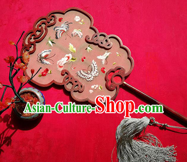 Handmade China Silk Fan Embroidered Butterfly Fan Classical Palace Fan Traditional Ming Dynasty Hanfu Fans