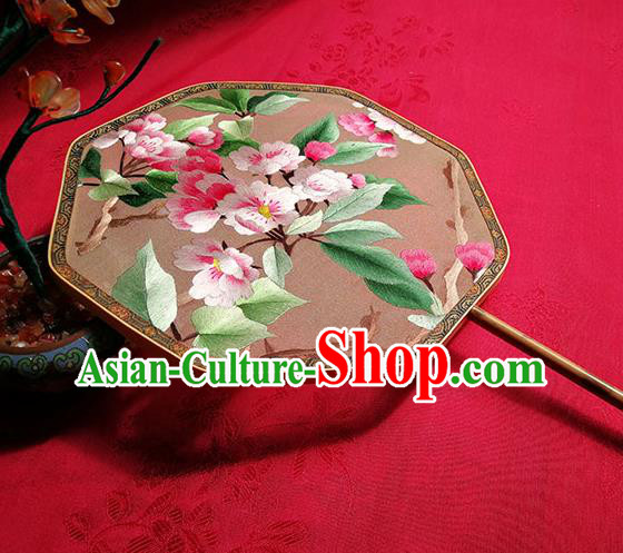 Handmade China Embroidered Begonia Fan Traditional Hanfu Silk Fan Classical Palace Fan
