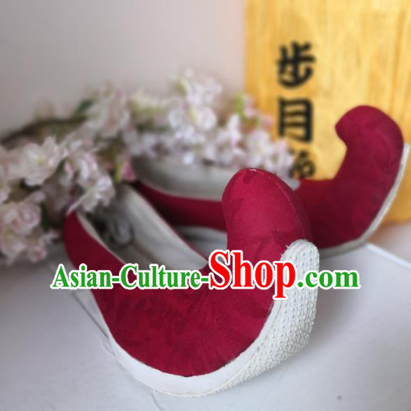 China Wedding Red Satin Shoes Handmade Hanfu Shoes Traditional Tang Dynasty Princess Shoes