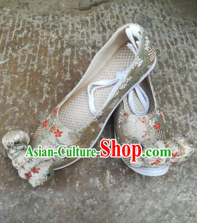 China Classical Brocade Shoes Traditional Song Dynasty Hanfu Shoes Ancient Princess Bow Shoes