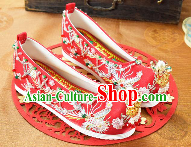 China Wedding Shoes Women Shoes National Embroidered Red Cloth Shoes Traditional Hanfu Shoes