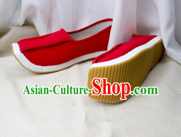 Chinese Ancient Scholar Shoes Handmade Red Cloth Shoes Traditional Song Dynasty Taoist Shoes