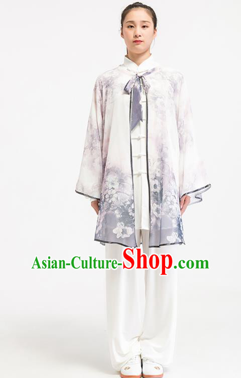 China Traditional Martial Arts Ink Painting Lotus Cape Tai Chi Training Clothing