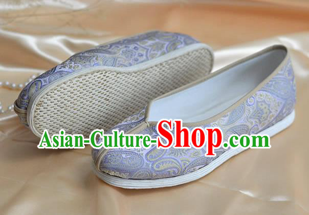 China National Women Shoes Traditional Hanfu Lilac Brocade Shoes Kung Fu Shoes